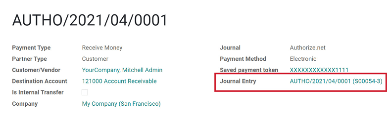 page with details surrounding the specific transaction