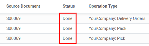 view of the transfers' status when all the process is done